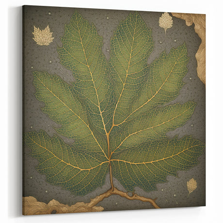 Intricate Green Leaf Art Print - Vintage Botanical Wall Decor Design