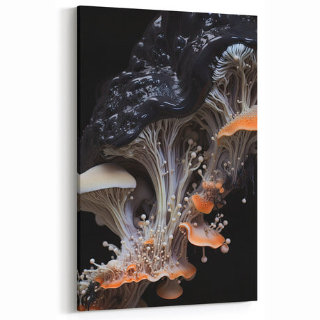 Wildlife Closeup Art Prints - Cream and Orange Mushroom Macro Design