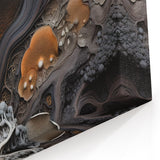 Abstract Macro Wall Art - Gold and Gray Cellular Texture Photography