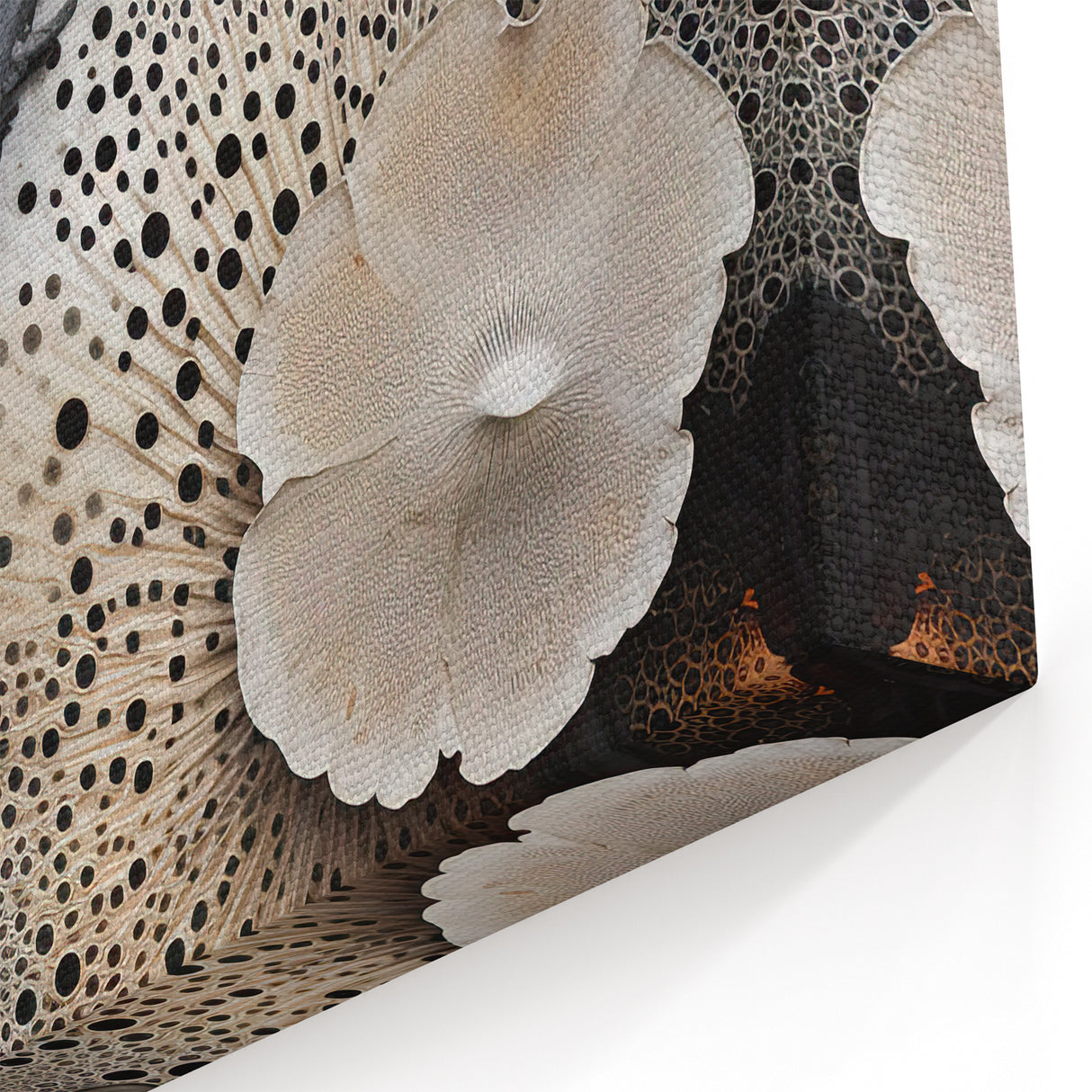 Twisted Branches and Mushroom Macro – Nature-Inspired Wall Art Print