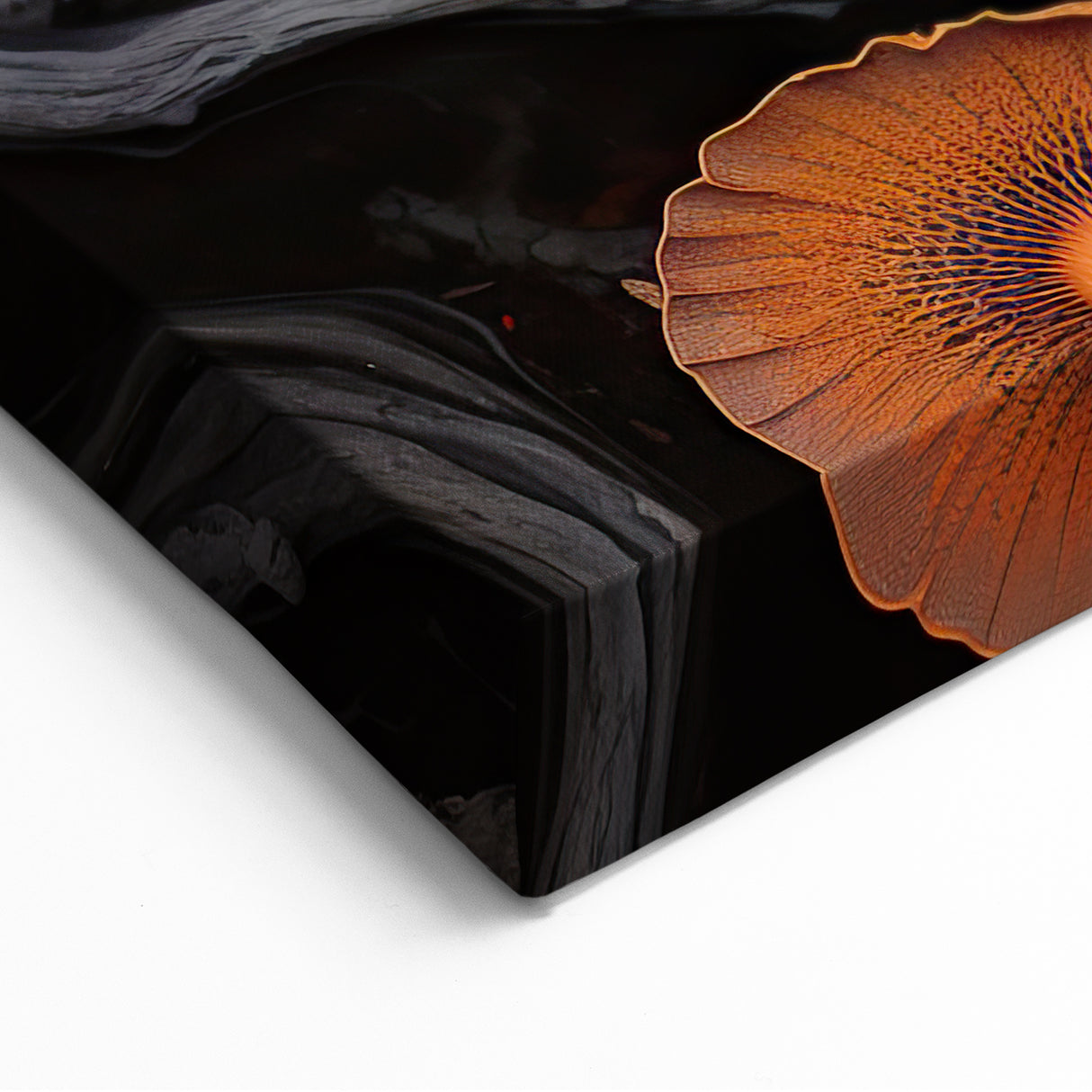 Twisted Branches and Mushroom Macro – Nature-Inspired Wall Art Print