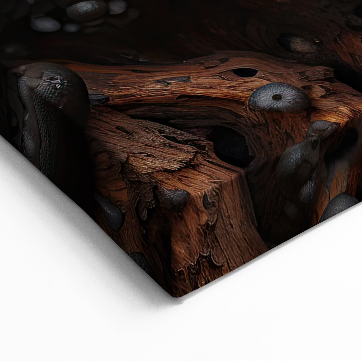 Moody Mushroom Macro Art – Dark Textured Nature Wall Decor Print