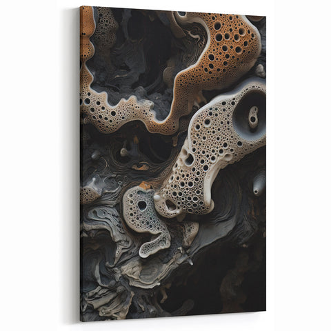 Abstract Organic Macro Wall Art – Earthy Tones and Intricate Textures