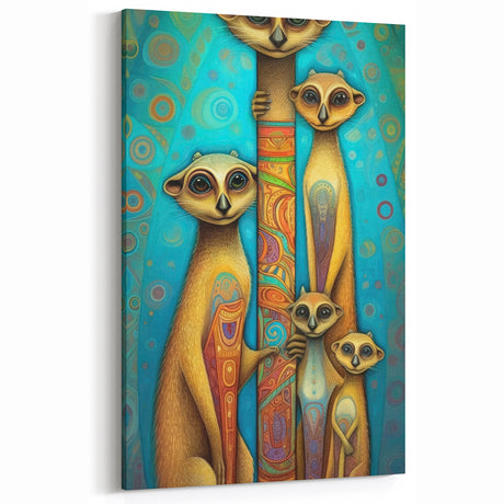 Whimsical Meerkat Family - Wildlife Art Prints for Colorful Home Decor