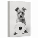 Bathroom Wall Art - Adorable Dog with Toilet Paper Roll