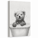 Bathroom Art Prints - Playful Bear in Bathtub