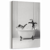 Bathroom Wall Art - Playful Penguins in Bathtub