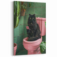 Bathroom Wall Decor - Black Cat on Pink Toilet