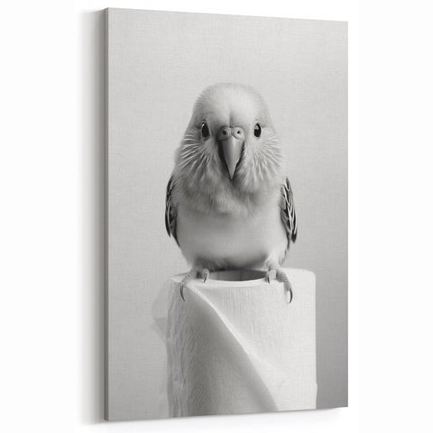 Bathroom Wall Art - Charming Bird with Toilet Paper
