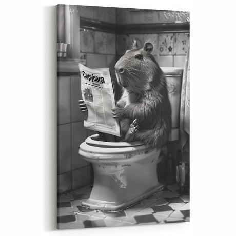 Bathroom Wall Decor - Capybara Reading Newspaper