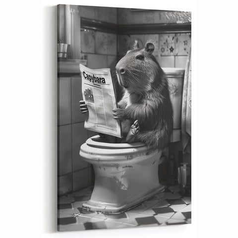 Bathroom Wall Decor - Capybara Reading Newspaper