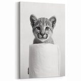 Adorable Cub Bathroom Wall Art - Modern Black and White Decor