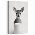 Adorable Fawn Bathroom Wall Art - Minimalist Black and White Decor
