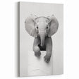 Playful Elephant Bathroom Wall Art - Minimalist Black and White Decor