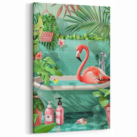 Tropical Flamingo Bathroom Wall Art - Vibrant Coastal Decor
