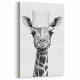 Quirky Giraffe Bathroom Wall Art - Fun Black and White Decor