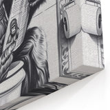 Gorilla Bathroom Wall Art - Quirky Black and White Decor