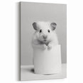 Cute Hamster Bathroom Wall Art - Minimalist Black and White Decor