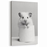 Cute Hamster Bathroom Wall Art - Minimalist Black and White Decor
