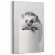 Cute Hedgehog Bathroom Wall Art - Minimalist Black and White Decor