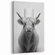 Highland Cow Bathroom Wall Art - Minimalist Black and White Decor