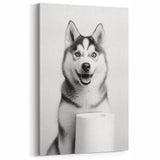 Husky Bathroom Wall Art - Minimalist Black and White Decor