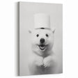 Smiling Polar Dog Bathroom Wall Art - Minimalist Black and White Decor