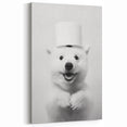 Smiling Polar Dog Bathroom Wall Art - Minimalist Black and White Decor