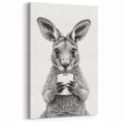 Kangaroo Bathroom Wall Art - Minimalist Black and White Decor