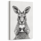 Kangaroo Bathroom Wall Art - Minimalist Black and White Decor
