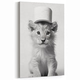 Bathroom Framed Art - Lion Cub with Toilet Roll Hat Minimalist Decor