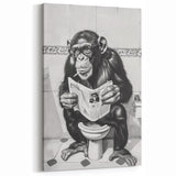 Bathroom Artwork - Humorous Chimp Reading Newspaper Modern Decor