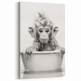 Bathroom Wall Art - Adorable Monkey Bath Scene Minimalist Decor