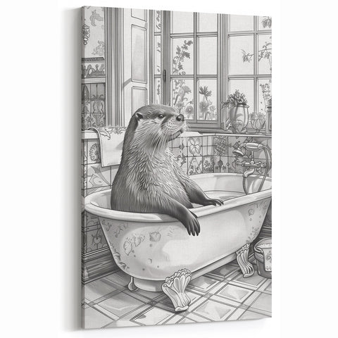 Bathroom Wall Art - Classic Otter in Vintage Bathtub Scene