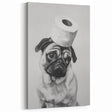 Pug Bathroom Wall Art - Modern Black and White Bathroom Decor