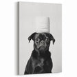 Black Pug Bathroom Wall Art - Modern Black and White Bathroom Decor