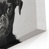 Black Pug Bathroom Wall Art - Modern Black and White Bathroom Decor