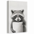 Raccoon Bathroom Wall Art - Modern Black and White Bathroom Decor