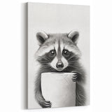 Raccoon Bathroom Wall Art - Modern Black and White Bathroom Decor