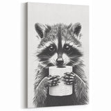 Adorable Raccoon Bathroom Wall Art - Black and White Bathroom Decor