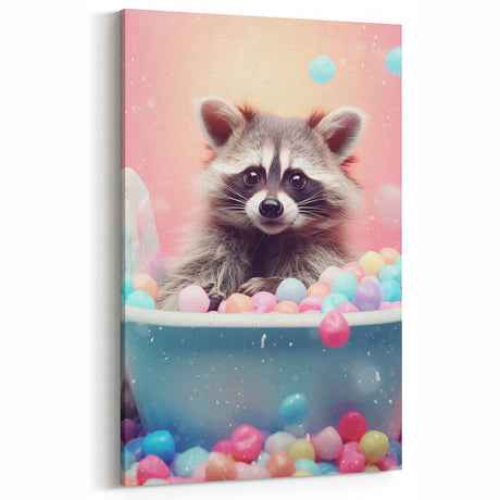 Colorful Raccoon Bathroom Wall Art - Fun and Vibrant Bathroom Decor