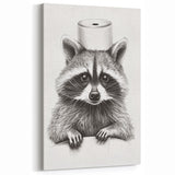 Adorable Raccoon Bathroom Wall Art - Fun Black and White Decor