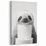 Adorable Sloth Bathroom Wall Art - Fun Black and White Bathroom Decor