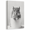 Cute Squirrel Bathroom Wall Art - Fun Black and White Bathroom Decor
