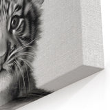 Adorable Tiger Cub Bathroom Wall Art - Fun Black and White Decor