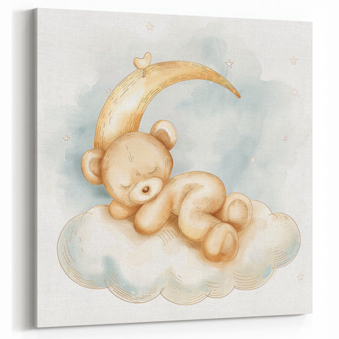 Sleepy Bear - Kids Room Wall Art Canvas and Framed Options