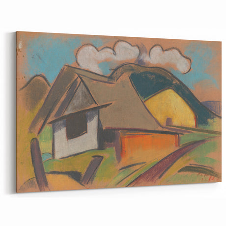 Modern Cottage Landscape - Abstract Wall Art for Minimalist Decor
