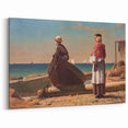 Fine Art Realism: Coastal Family Scene Realism Wall Art Canvas Print
