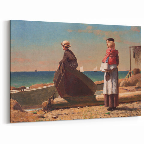 Fine Art Realism: Coastal Family Scene Realism Wall Art Canvas Print