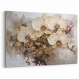 Luxurious Gold and White Orchid Abstract Floral Canvas Wall Art